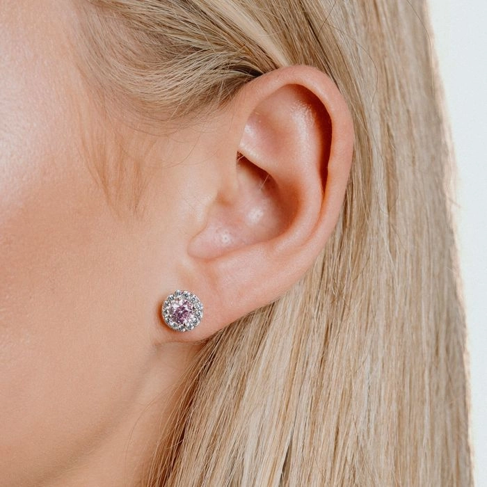 Diamonfire Sterling Silver Pink Cubic Zirconia Earrings E5775