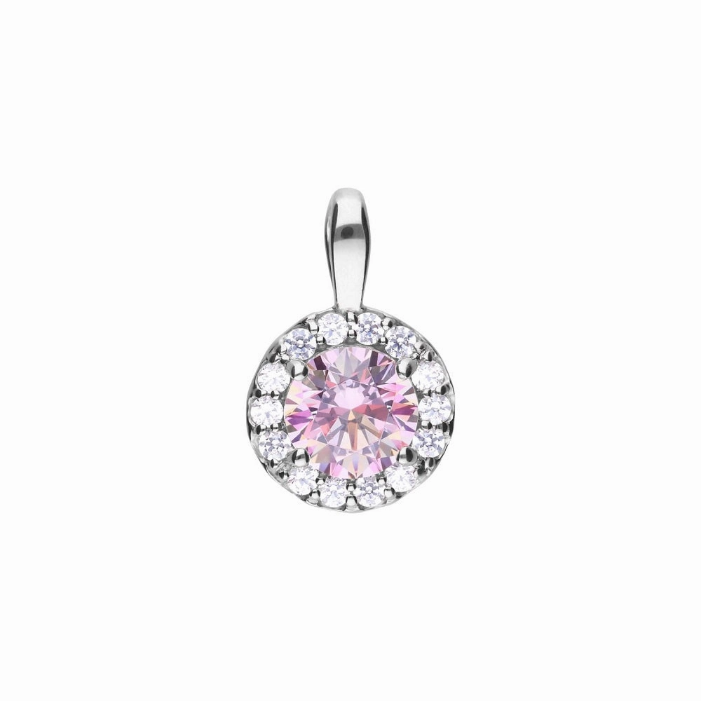 Diamonfire Sterling Silver Pink Cubic Zirconia Pendant and Chain P4779