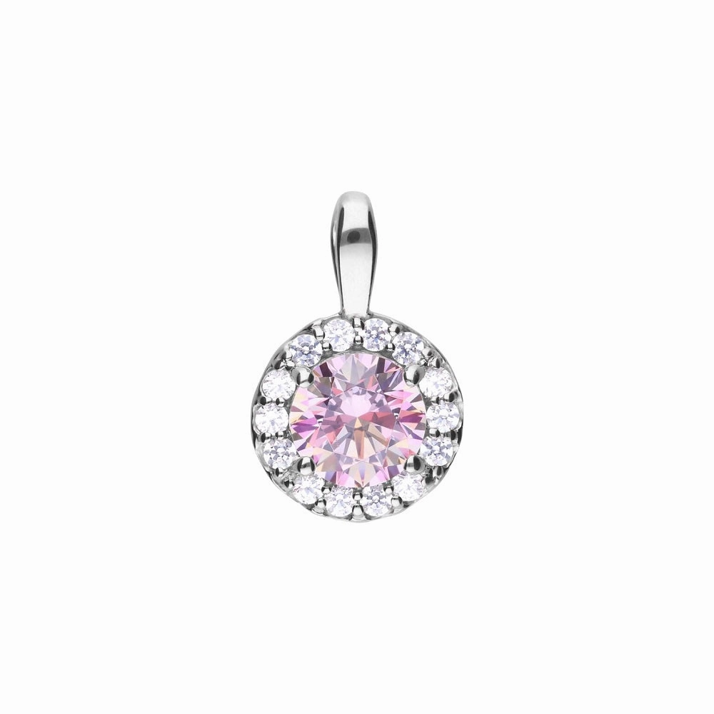Diamonfire Sterling Silver Pink Cubic Zirconia Pendant and Chain P4779
