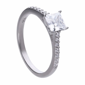 Diamonfire Sterling Silver Princess Cut Zirconia Dress Ring R3748 Size O