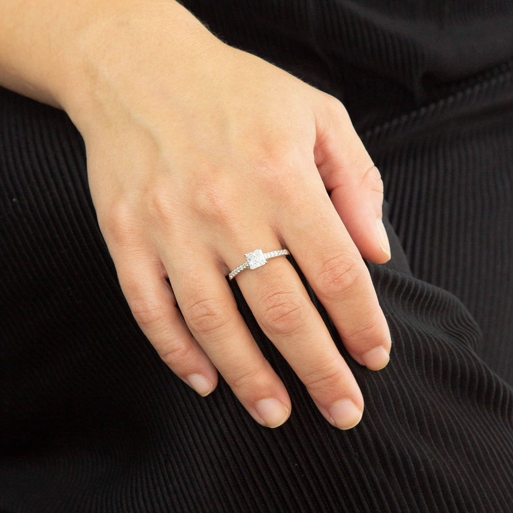 Diamonfire Sterling Silver Princess Cut Zirconia Dress Ring R3748 Size O