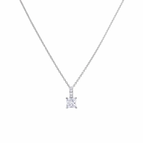 Diamonfire Sterling Silver Princess Cut Zirconia Pendant and Chain P4915