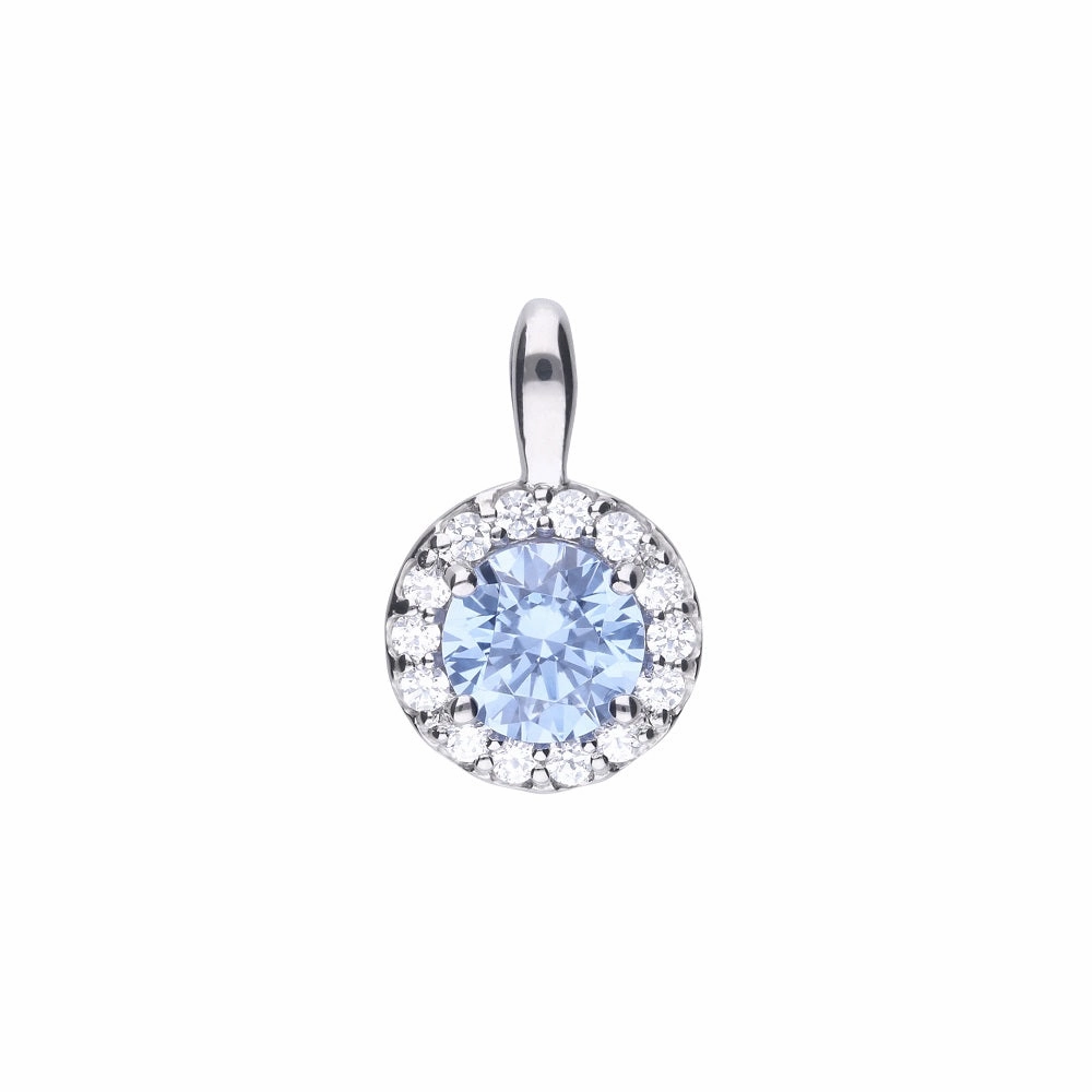 Diamonfire Sterling Silver Sky Blue Cubic Zirconia Pendant and Chain P4780