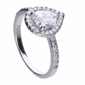 Diamonfire Sterling Silver Teardrop Zirconia Cocktail Ring R3627 Size O