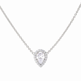 Diamonfire Sterling Silver Zirconia Teardrop Shaped Pendant and Chain N4403