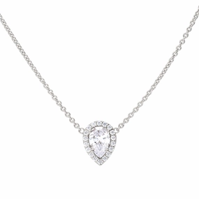 Diamonfire Sterling Silver Zirconia Teardrop Shaped Pendant and Chain N4403