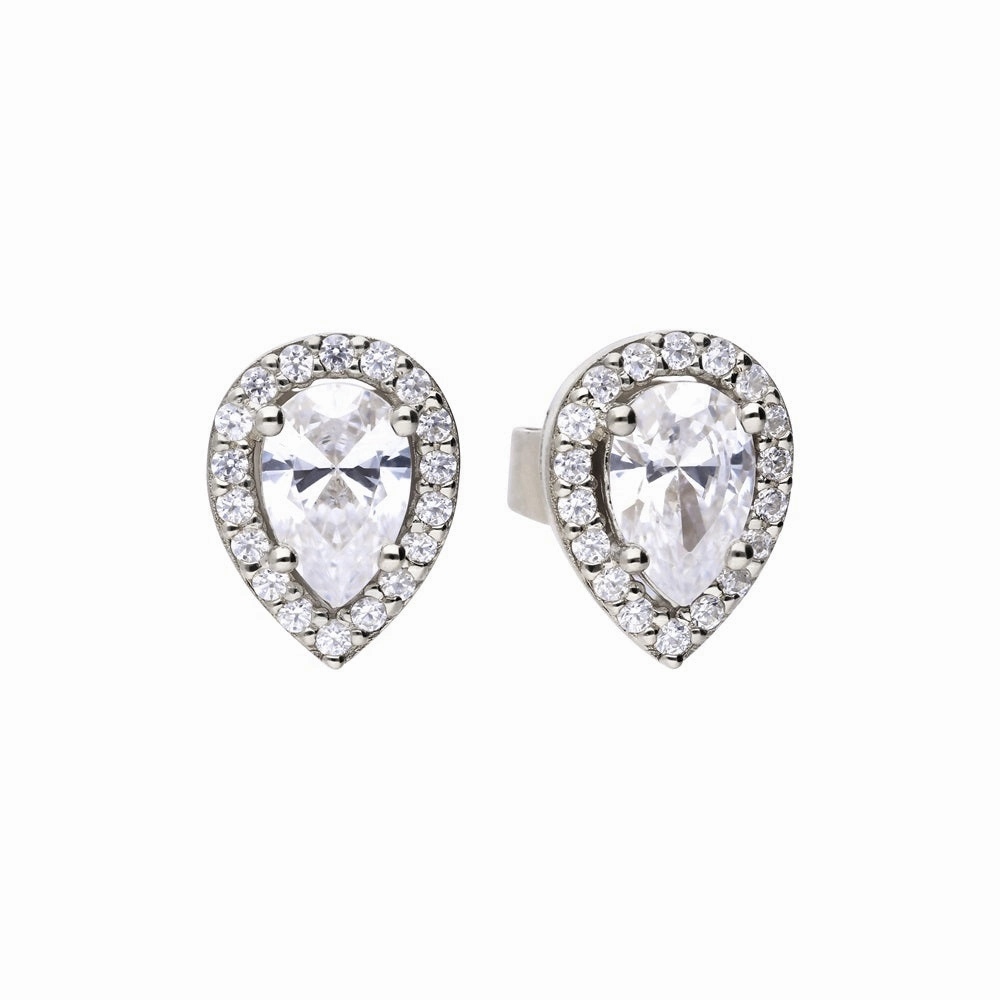 Diamonfire Sterling Silver Zirconia Teardrop Shaped Stud Earrings E5909