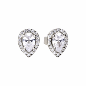 Diamonfire Sterling Silver Zirconia Teardrop Shaped Stud Earrings E5909