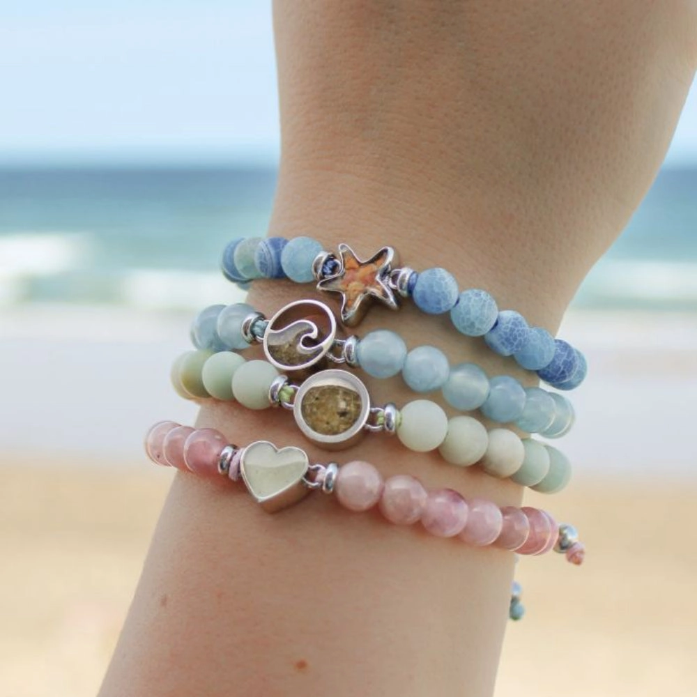 Dune Beaded Bracelet Adjustable - Round - Amazonite