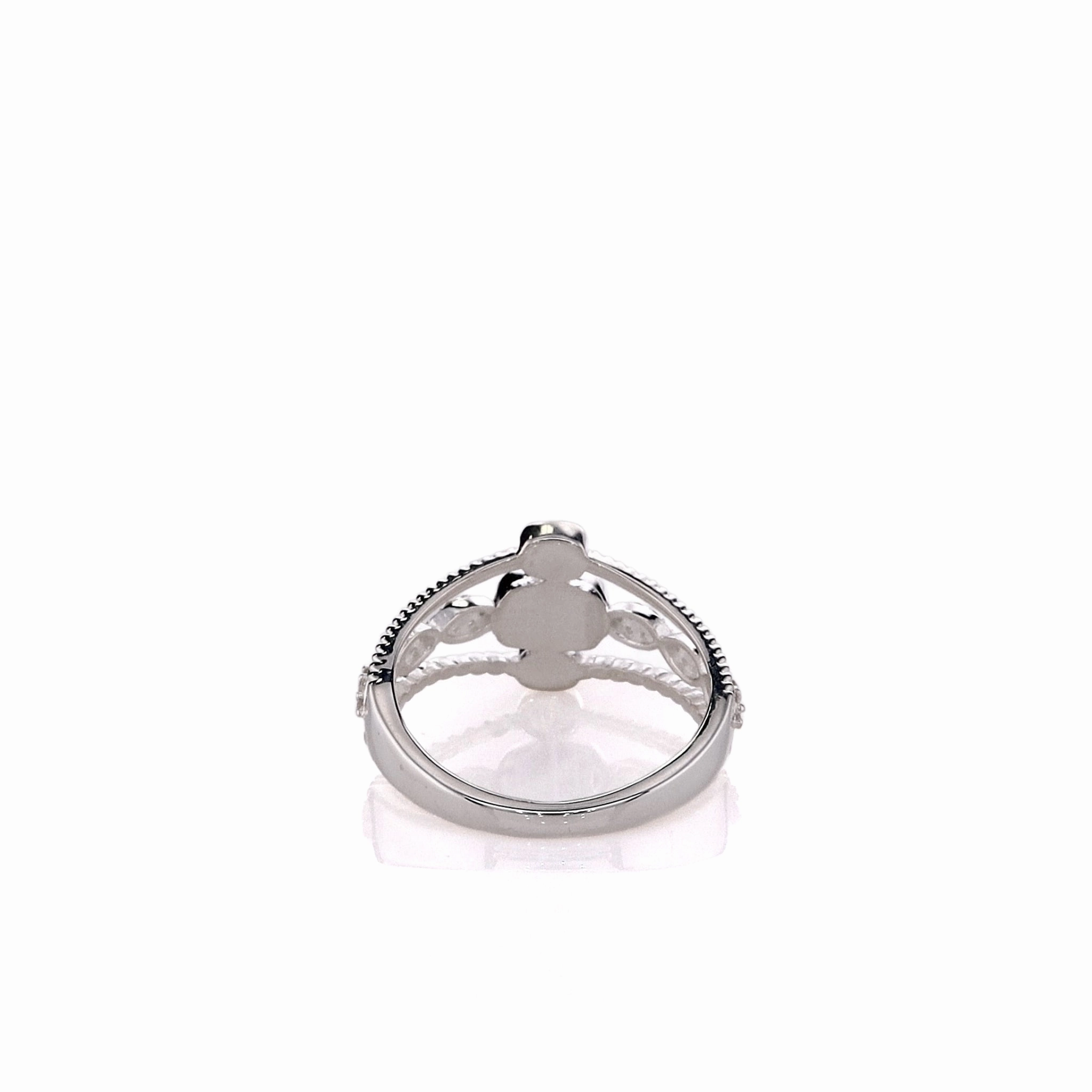 Dune Sterling Silver Diamond & Abalone Boho Stack Ring - Size 8