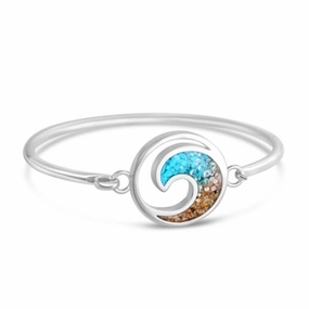 Dune Wave Bracelet - Diamond & Turquoise Gradient