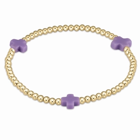 enewton 5.5" egirl Signature Cross Gold Pattern 3mm Bead Bracelet - Purple