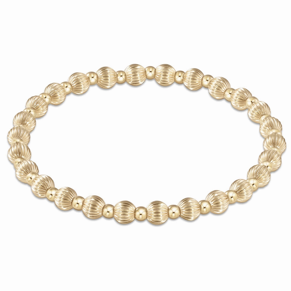 enewton 6.25" Dignity Grateful Pattern Bead Bracelet - Gold 5mm