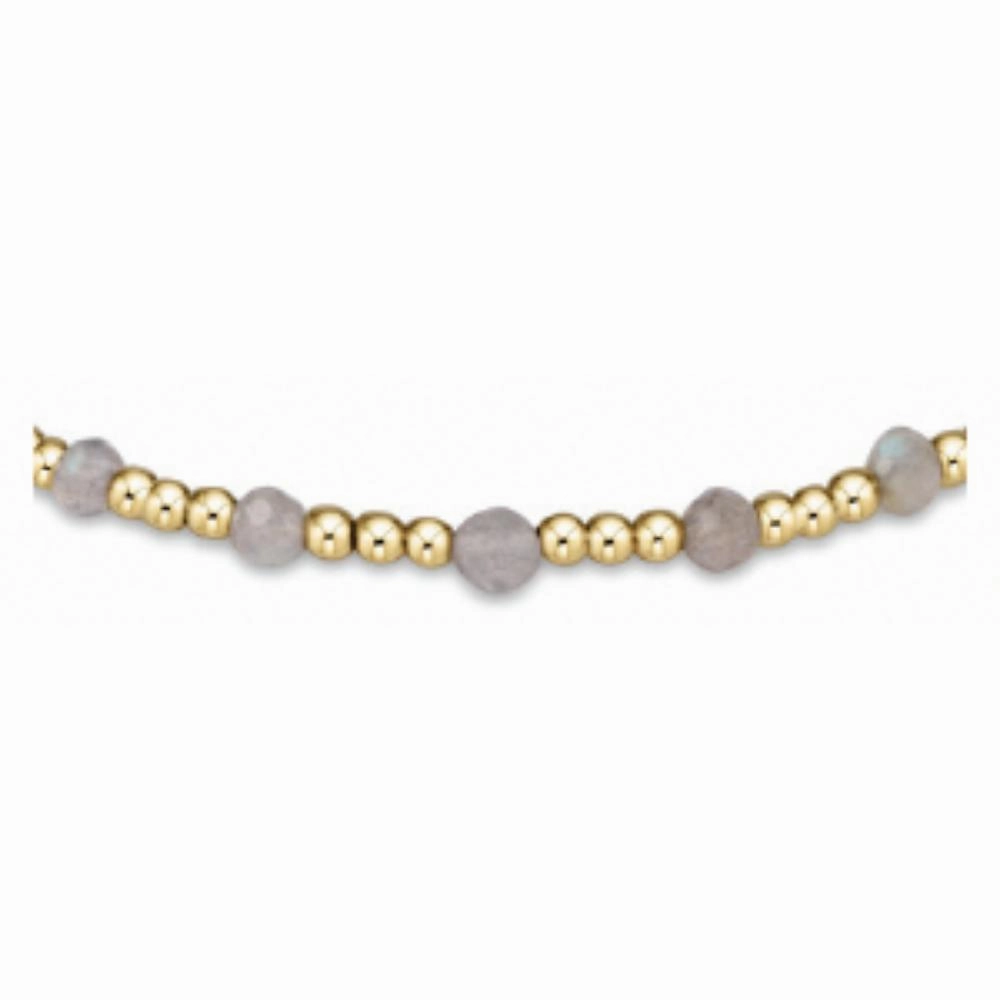 enewton 6.25" Gemstone Gold Sincerity Pattern 3mm Bead Bracelet - Labradorite