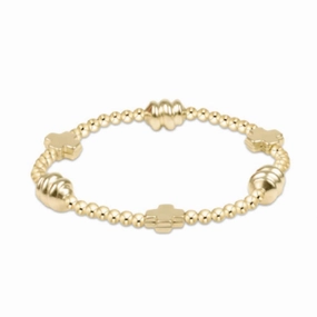 enewton 6.25" Signature Cross Admire Gold Pattern 3mm Bead Bracelet