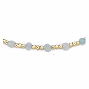enewton 7.25" Extends - Gemstone Gold Sincerity Pattern 3mm Bead Bracelet - Aquamarine