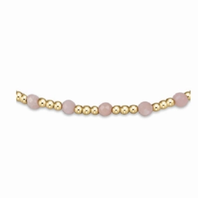 enewton 7.25" Extends - Gemstone Gold Sincerity Pattern 3mm Bead Bracelet - Pink Opal