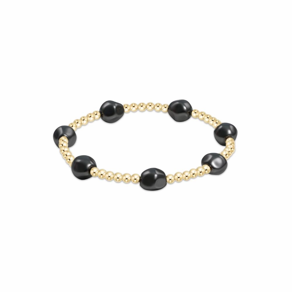 enewton 7.25" extends Admire Gold 3mm Bead Bracelet - Pearl Dark Grey
