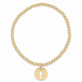 enewton 7.25" extends  Gold 3MM Bead Bracelet- Blessed Gold Disc