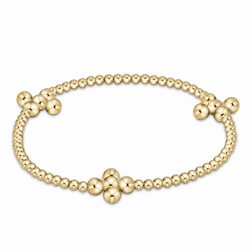 enewton 7.25" Extends Signature Cross Gold Pattern 2.5mm Bead Bracelet - Classic Beaded Signature Cross Gold - 4mm Bead Gold