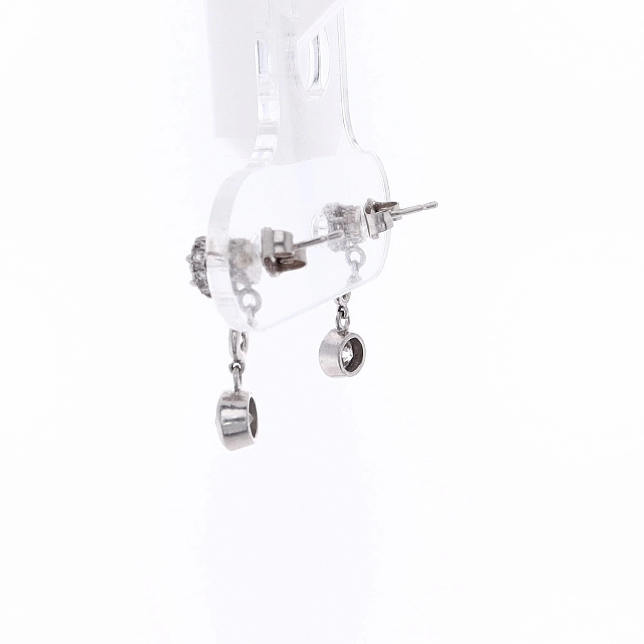 Estate 14 and 18 Karat White Gold Diamond Dangle Earrings