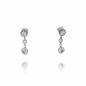 Estate 14 and 18 Karat White Gold Diamond Dangle Earrings