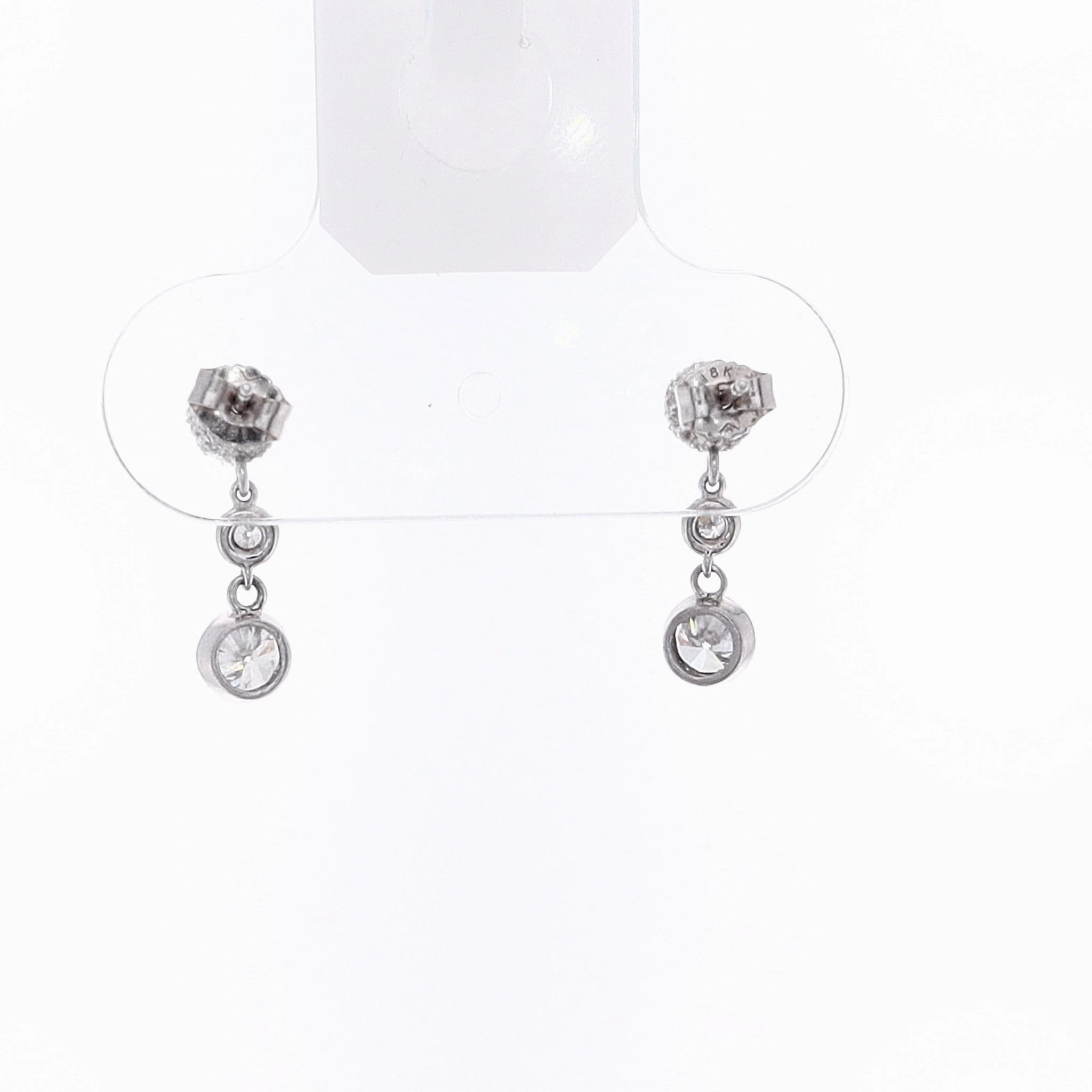 Estate 14 and 18 Karat White Gold Diamond Dangle Earrings