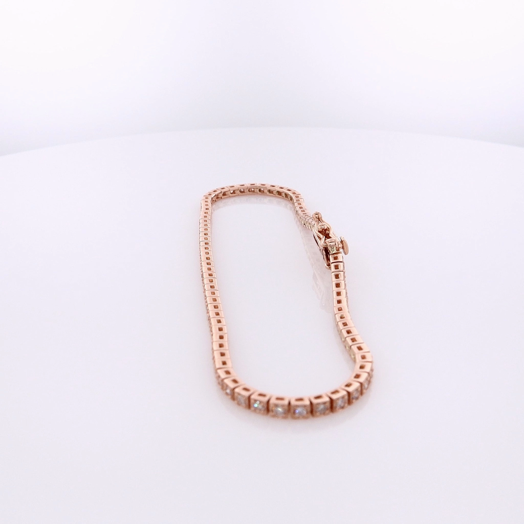 Estate 14 Karat Rose Gold Diamond Block Style Bracelet
