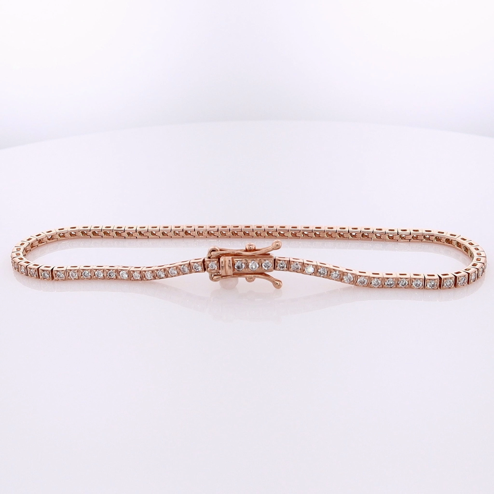 Estate 14 Karat Rose Gold Diamond Block Style Bracelet