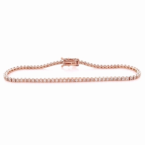 Estate 14 Karat Rose Gold Diamond Block Style Bracelet