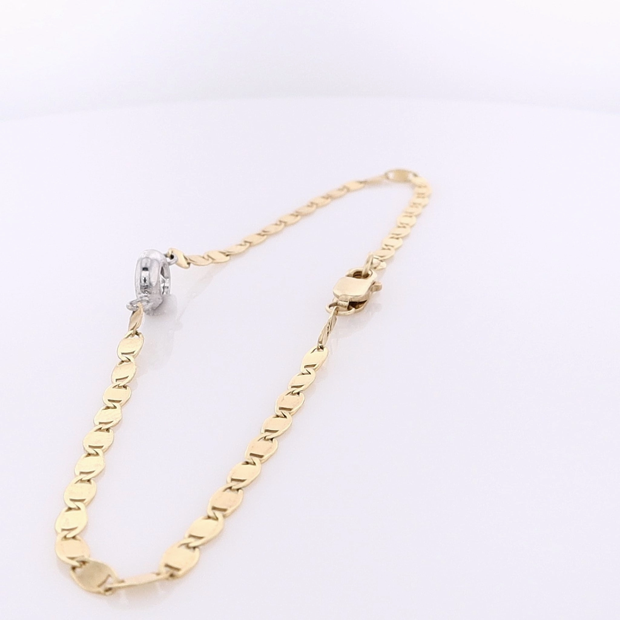 Estate 14 Karat Two-Tone Diamond Mirror Link Bracelet