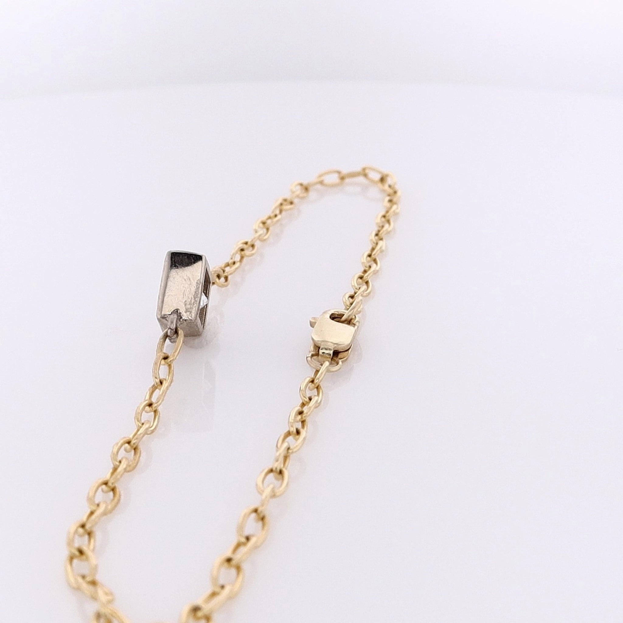 Estate 14 Karat Two-Tone Diamond Small Oval Link Bracelet