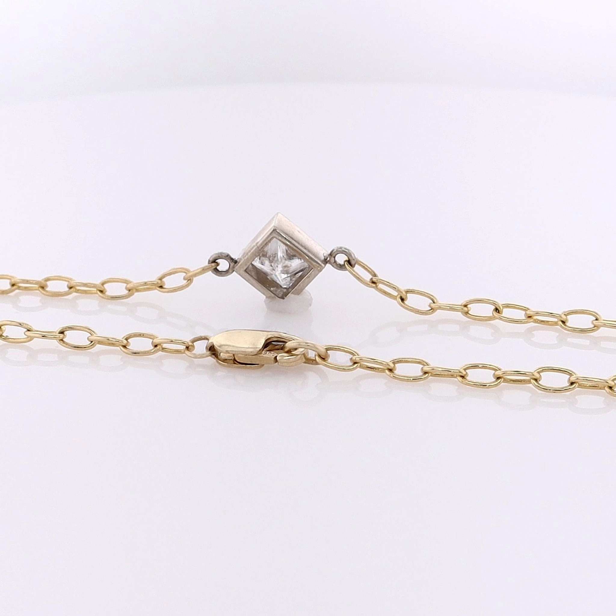 Estate 14 Karat Two-Tone Diamond Small Oval Link Bracelet