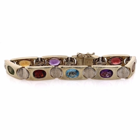 Estate 14 Karat White and Yellow Gold Multi-Stone Bracelet