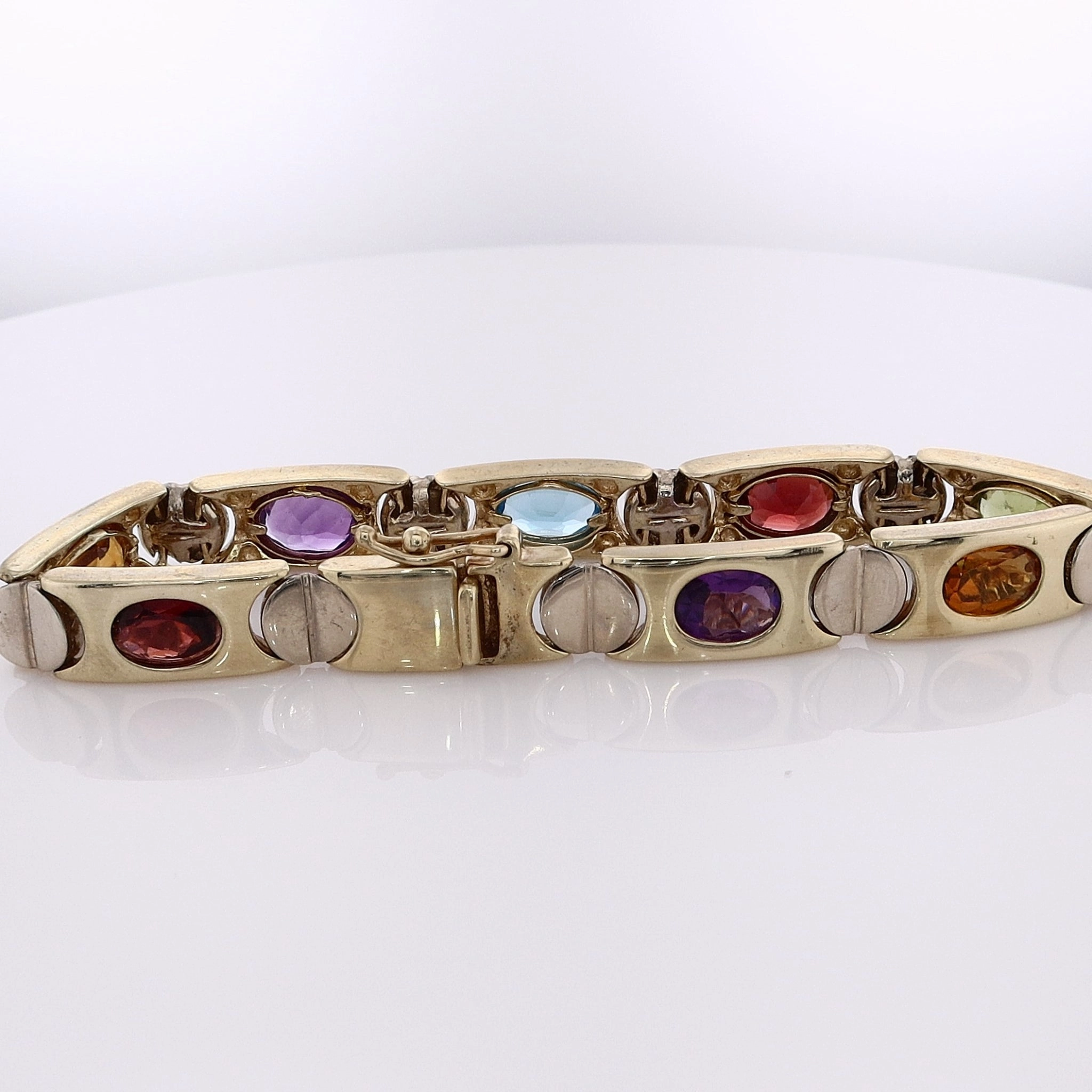 Estate 14 Karat White and Yellow Gold Multi-Stone Bracelet