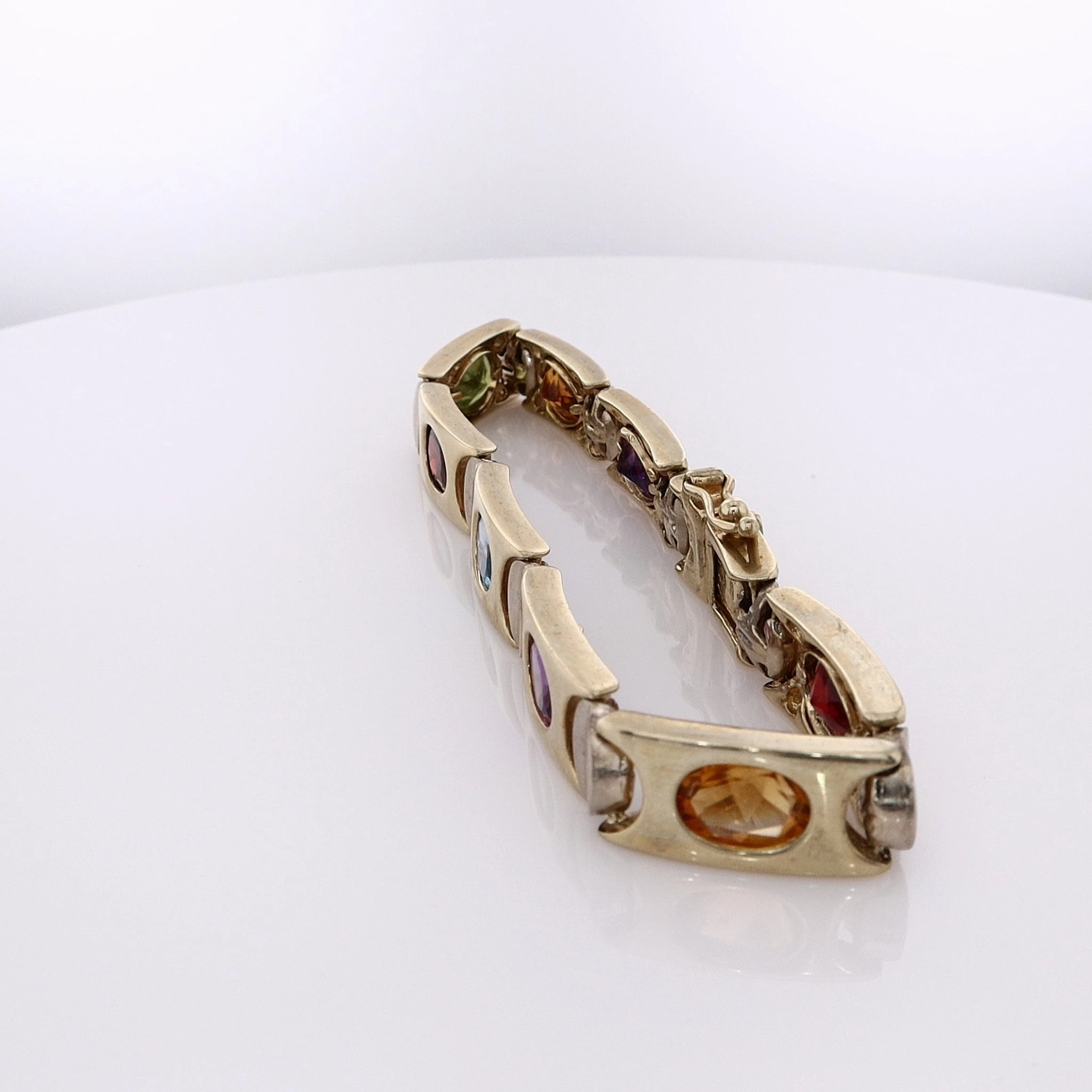 Estate 14 Karat White and Yellow Gold Multi-Stone Bracelet