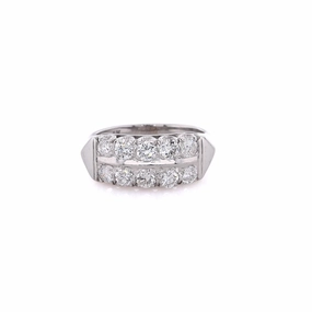 Estate 14 Karat White Gold 2 Row Diamond Ring