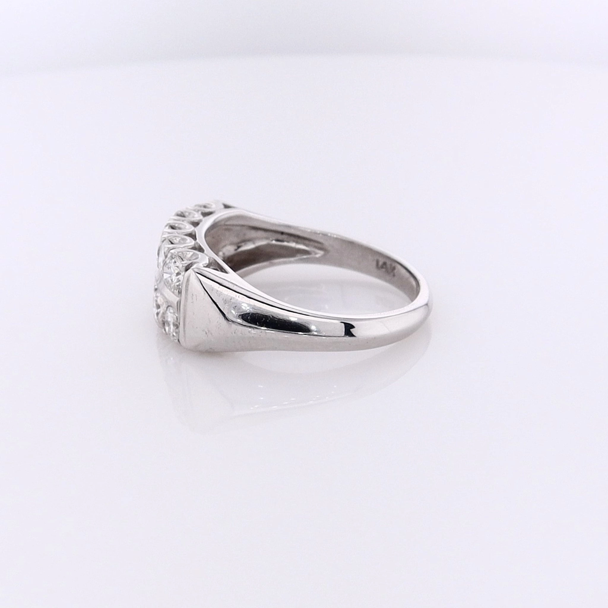 Estate 14 Karat White Gold 2 Row Diamond Ring