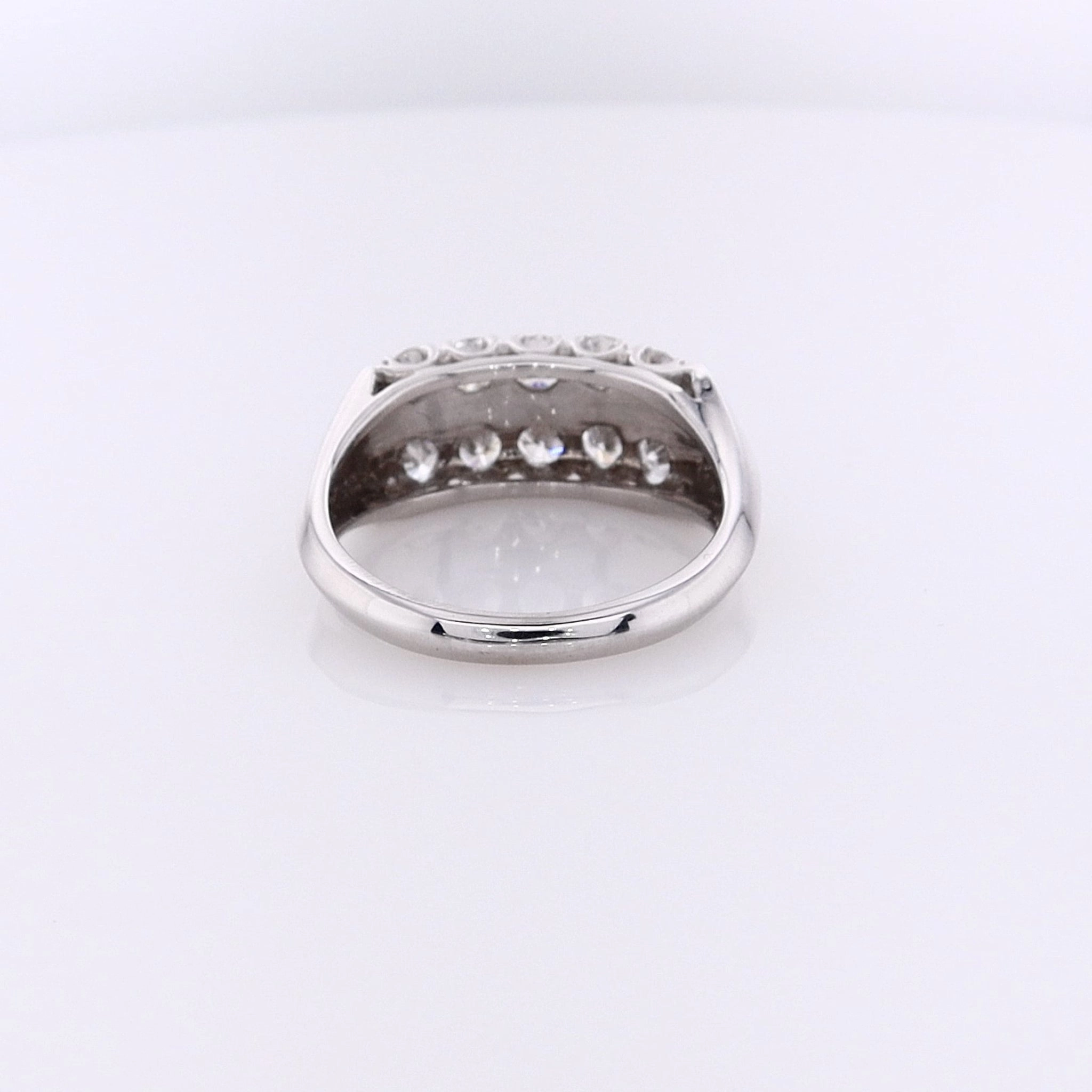 Estate 14 Karat White Gold 2 Row Diamond Ring