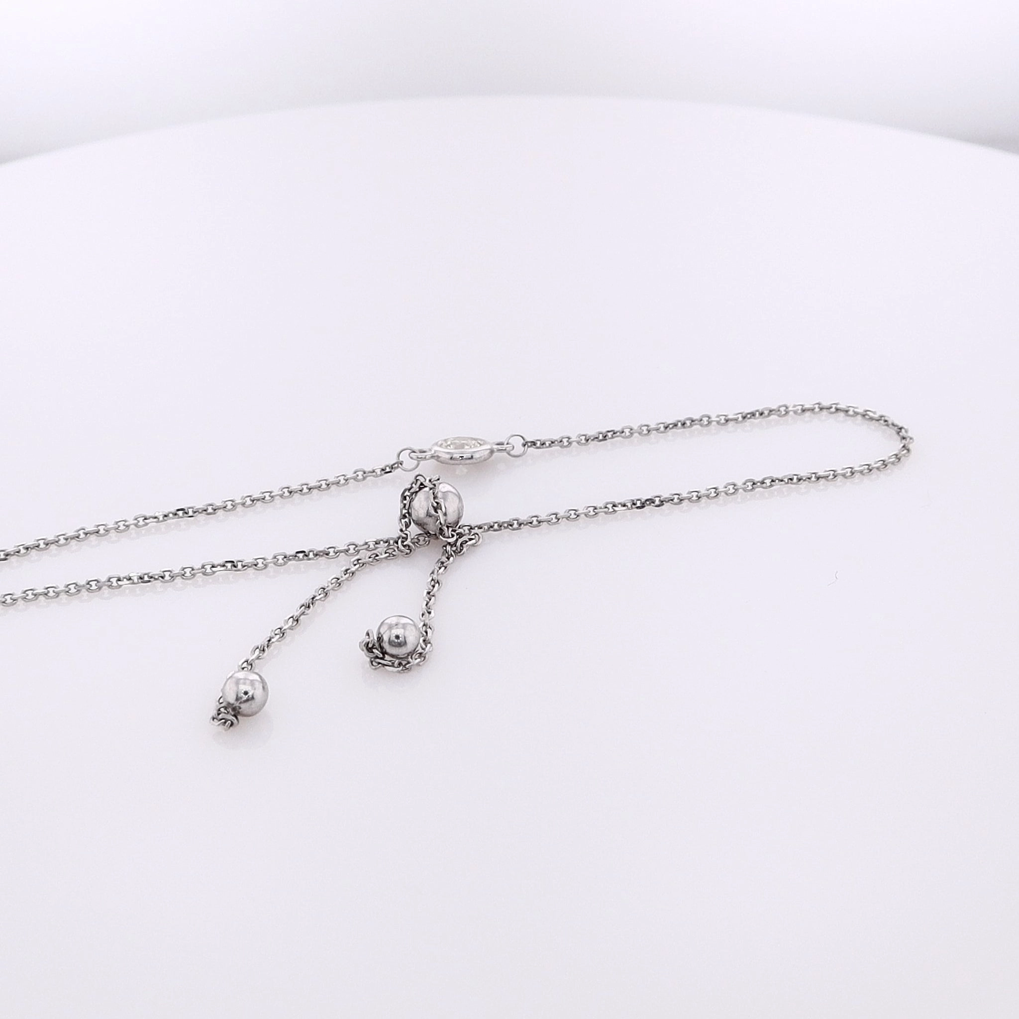 Estate 14 Karat White Gold Adjustable Diamond Bracelet