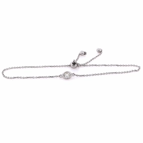 Estate 14 Karat White Gold Adjustable Diamond Bracelet