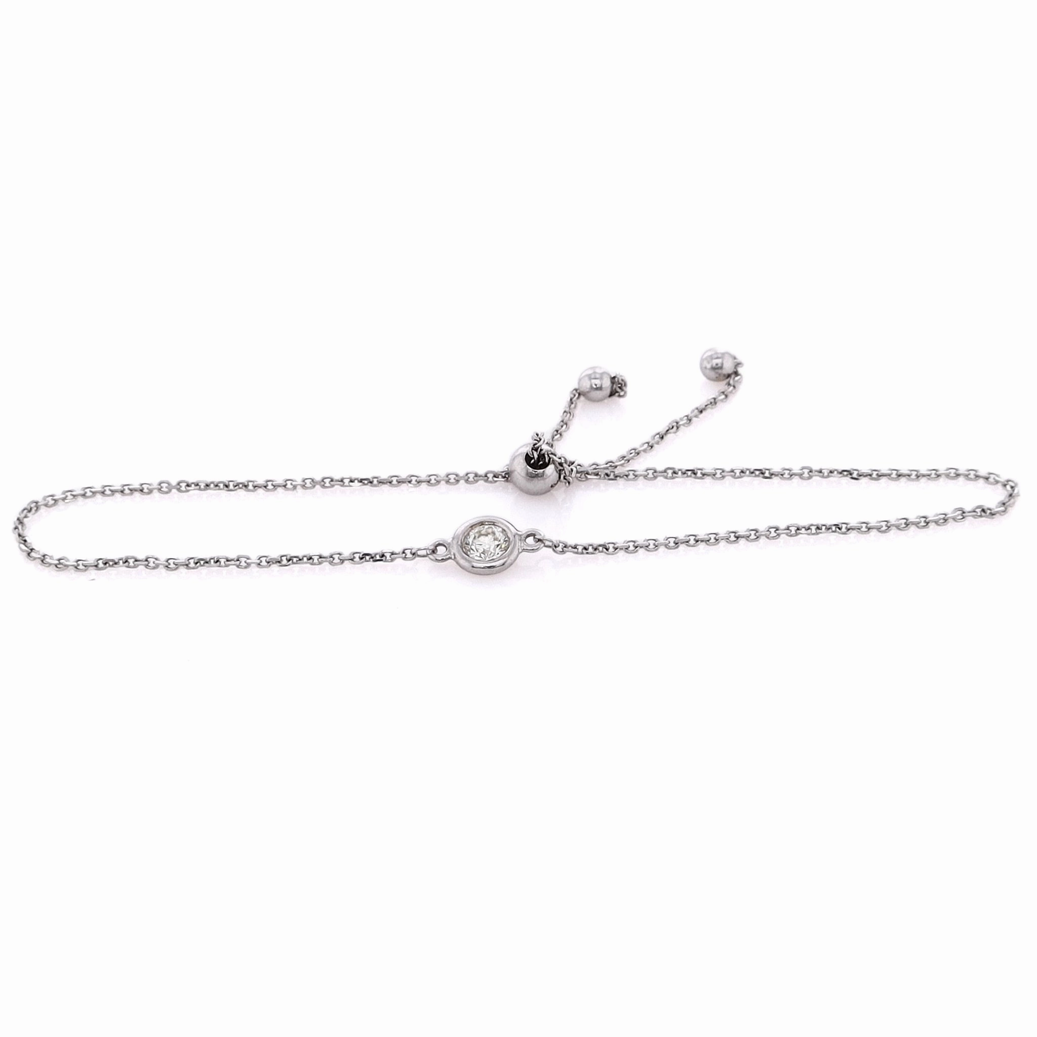 Estate 14 Karat White Gold Adjustable Diamond Bracelet