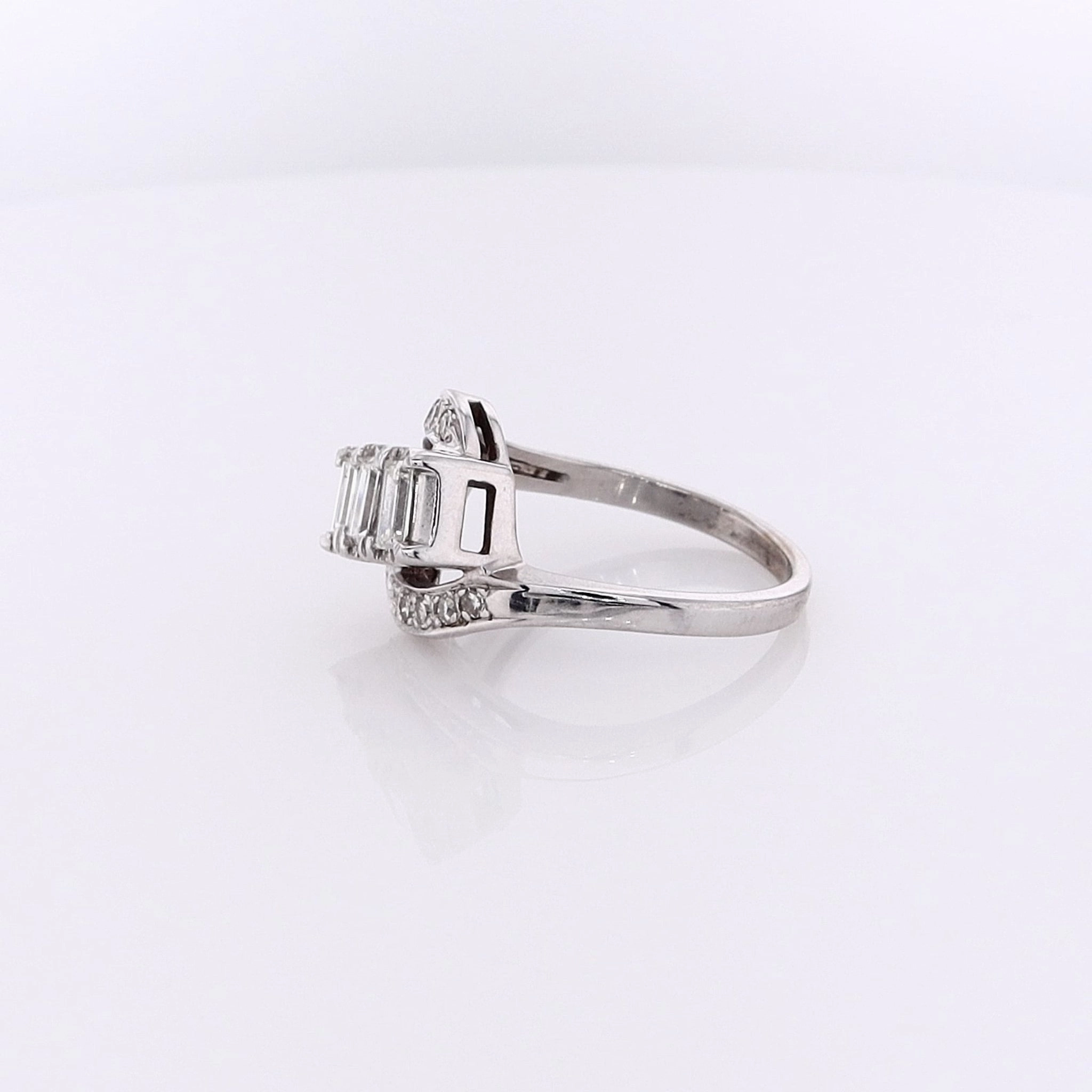 Estate 14 karat White Gold Bypass Design Diamond Ring