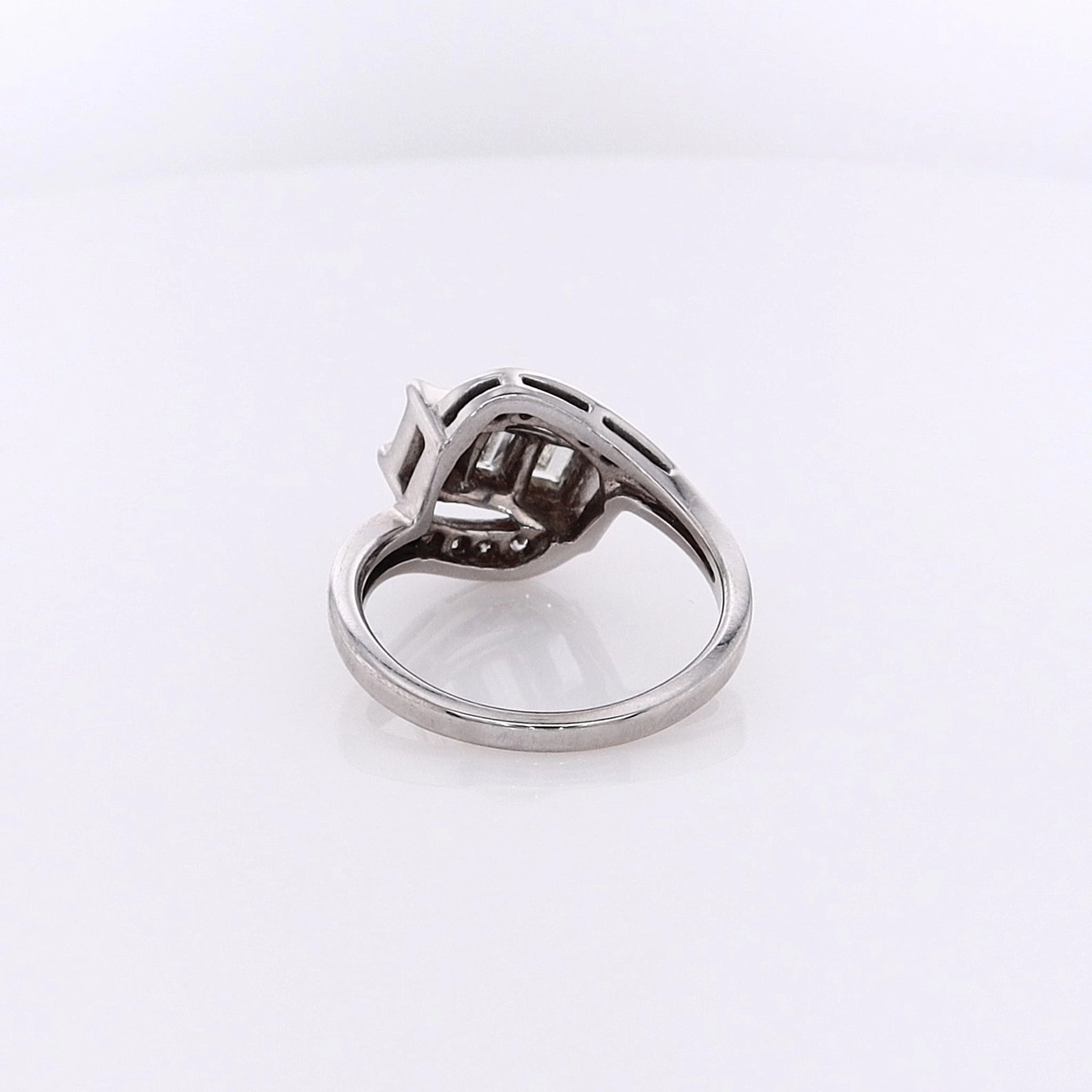 Estate 14 karat White Gold Bypass Design Diamond Ring