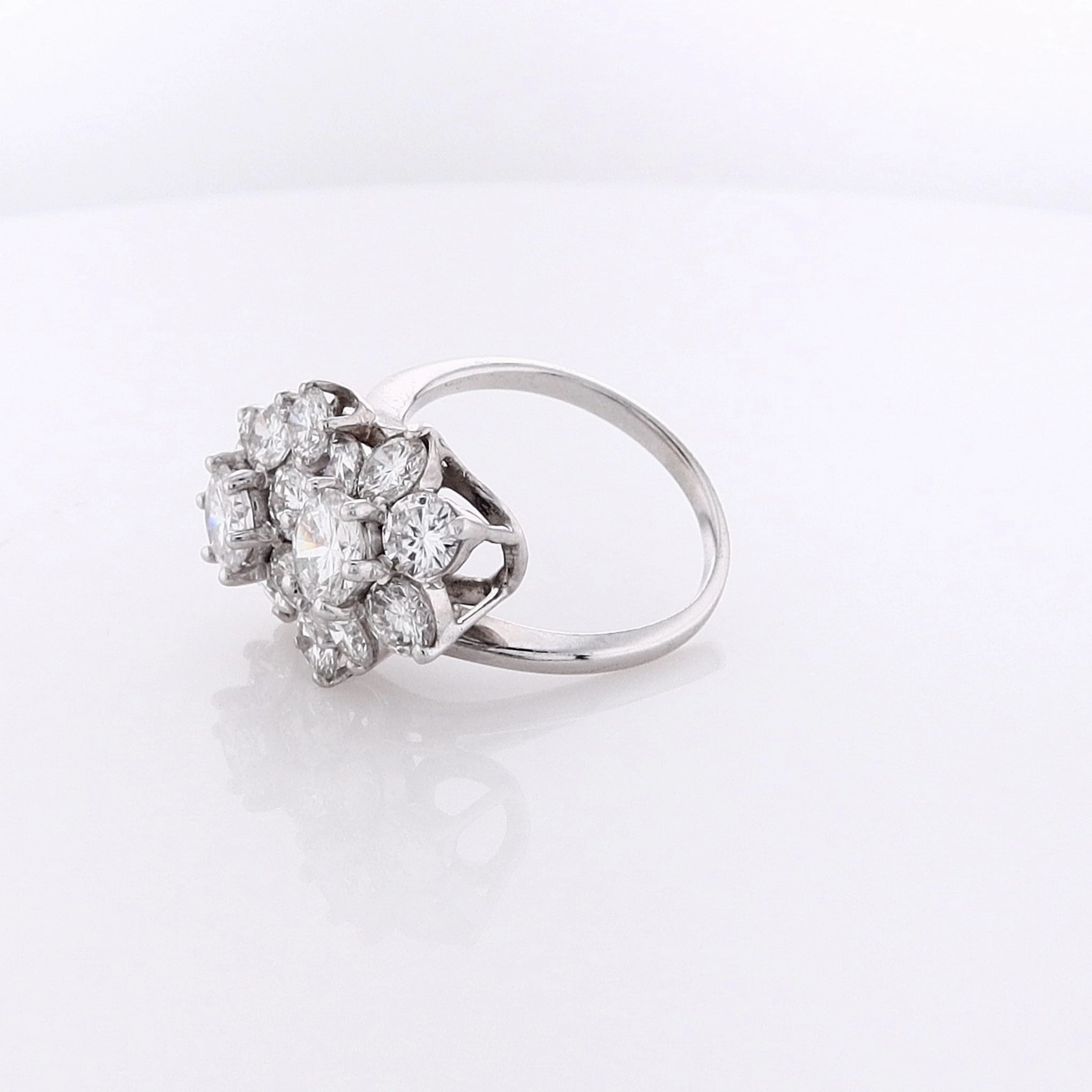 Estate 14 Karat White Gold Cluster Design Diamond Ring