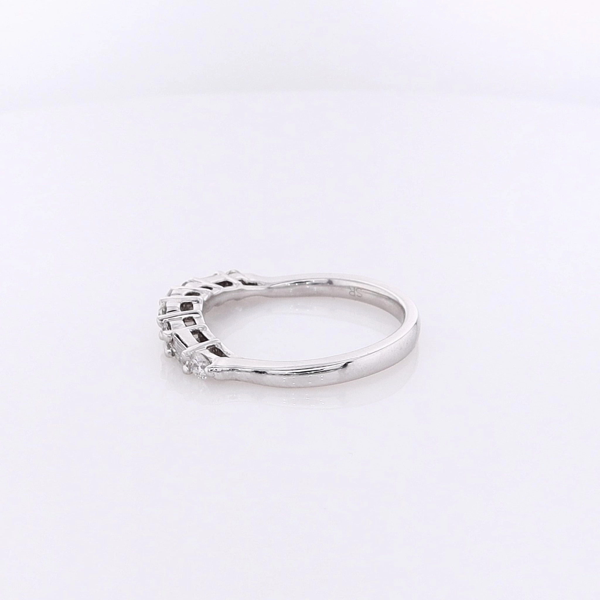 Estate 14 Karat White Gold Curved Diamond Wedding Band