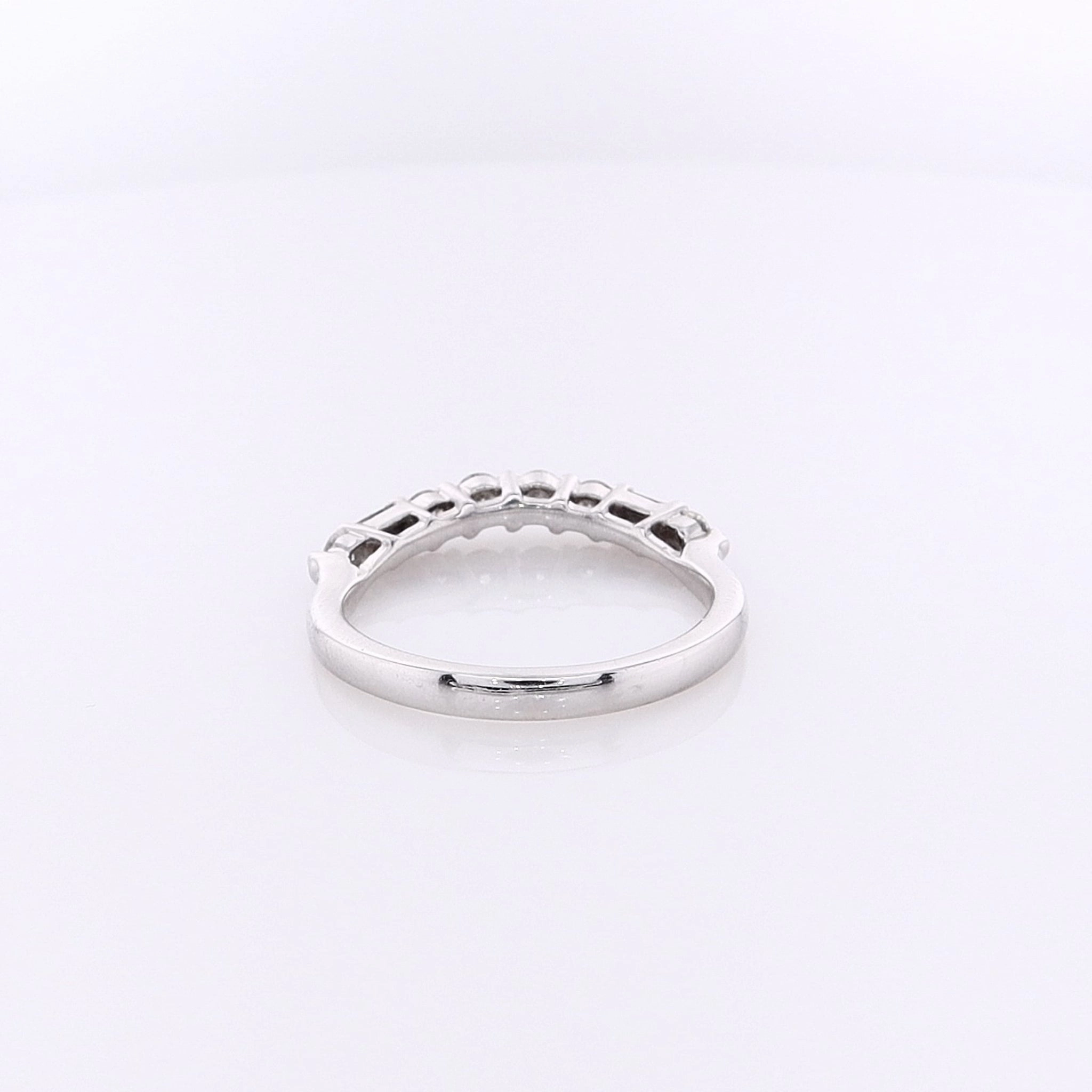 Estate 14 Karat White Gold Curved Diamond Wedding Band