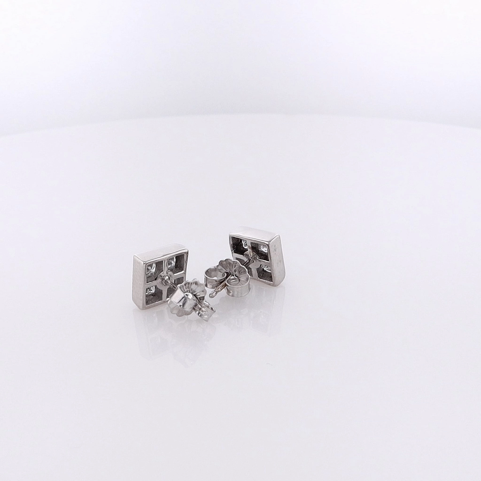 Estate 14 Karat White Gold Diamond Earrings