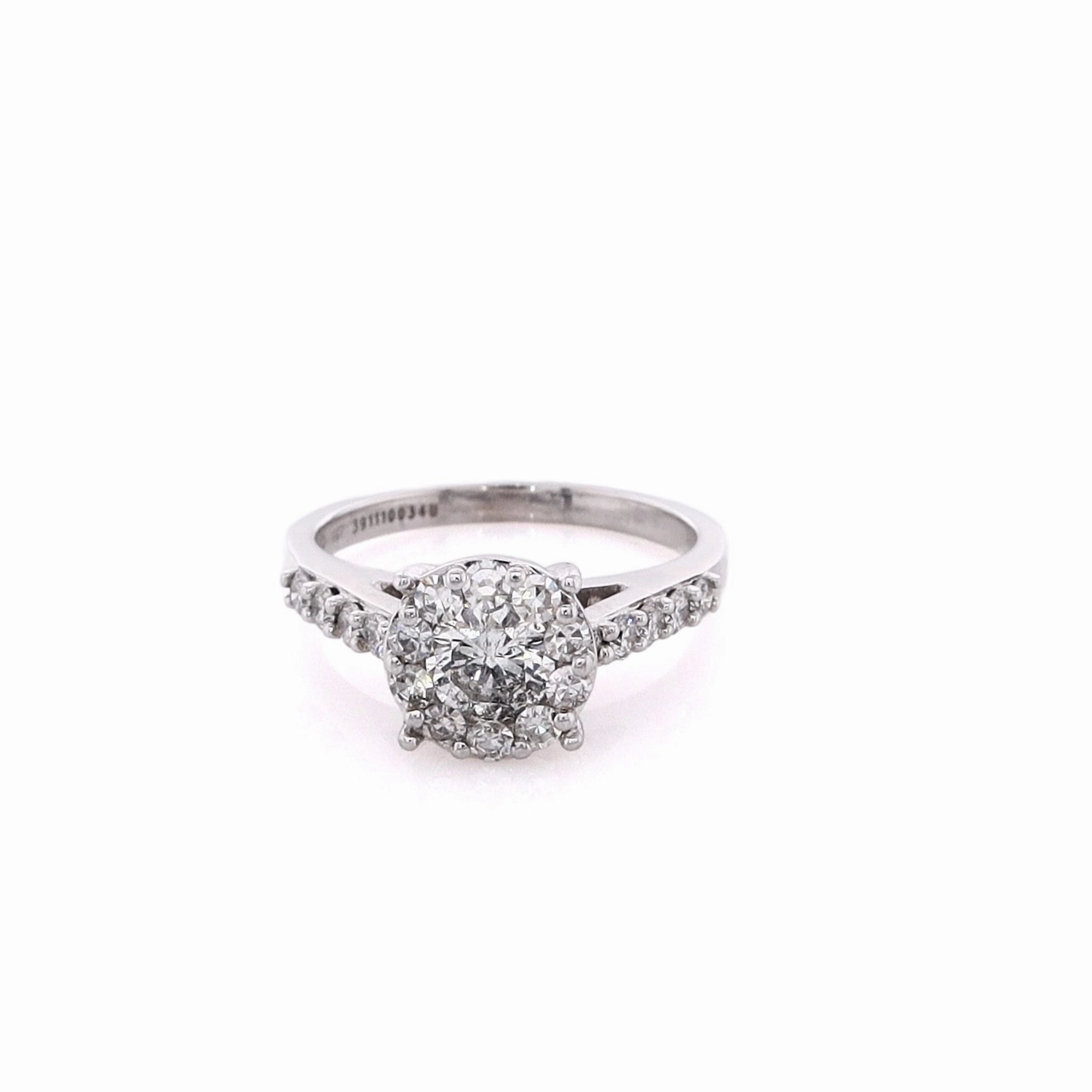 Estate 14 Karat White Gold Diamond Engagement Ring