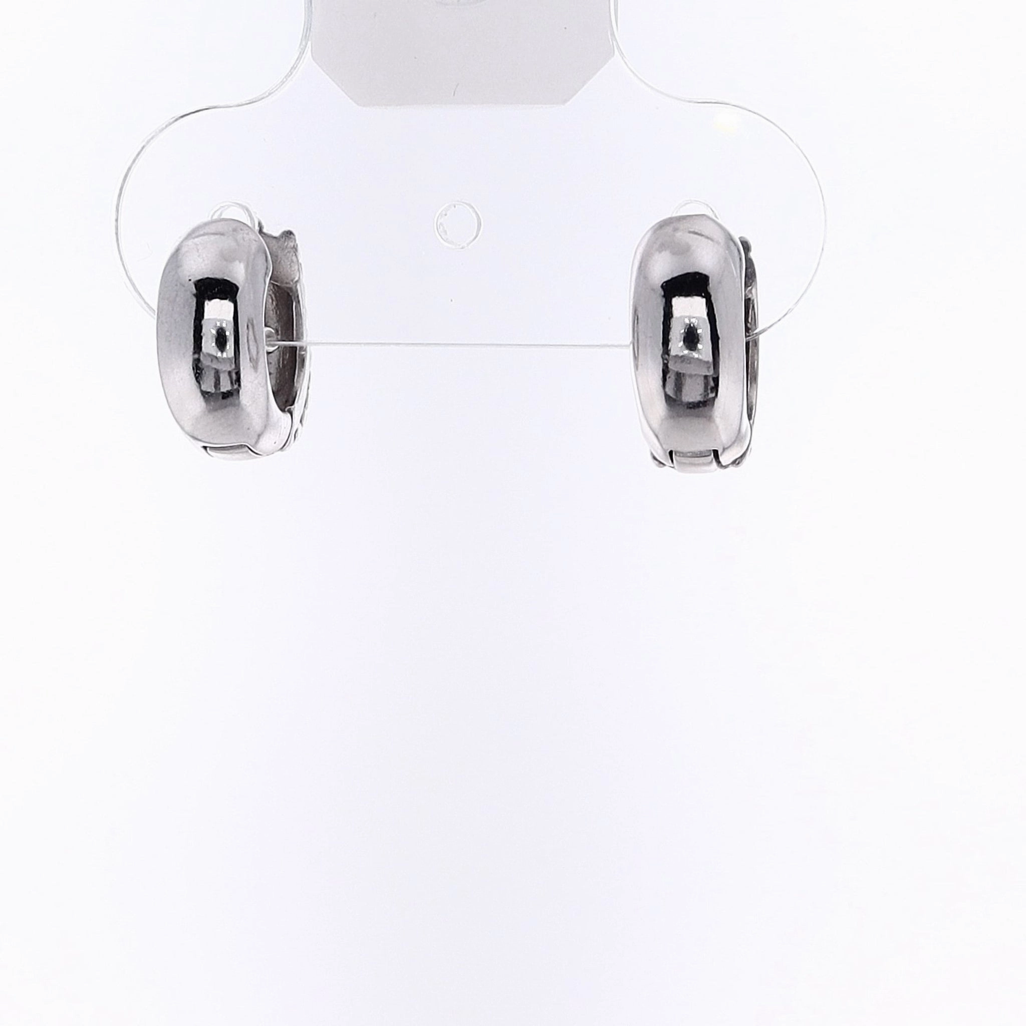 Estate 14 Karat White Gold Diamond Huggie Hoop Earrings